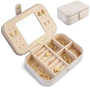 Benevolence LA Plush Velvet Travel Jewelry Box Organizer with Mirror - 1 of 4