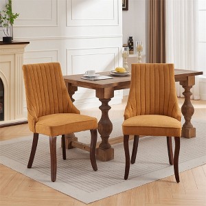 Upholstered Dining Chairs with Wooden Legs, Fabric Side Chairs for Dining Room/Kitchen/Living Room, Set of 2 - 1 of 4