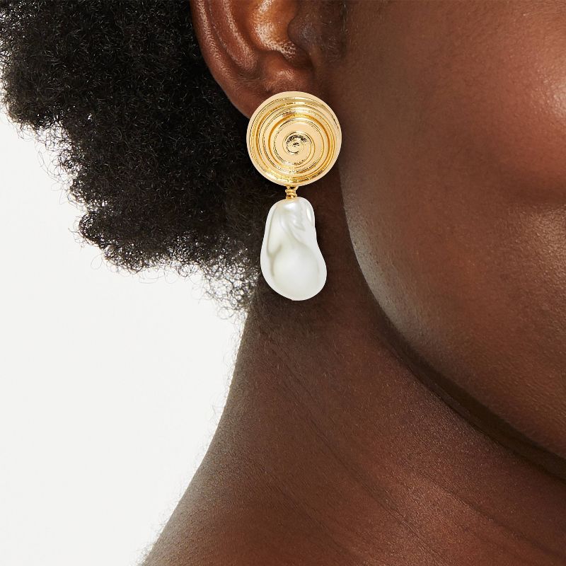 SUGARFIX by BaubleBar Swirled Pearl Drop Earrings - Gold, 2 of 6