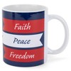 Elanze Designs Faith Peace Freedom Ribbons 11 Ounce Blue and White Ceramic Coffee Mug - 2 of 2