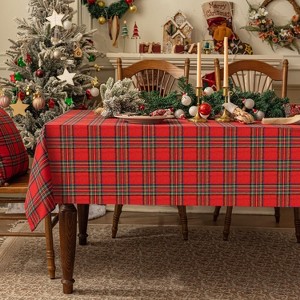 Christmas Checkered Tablecloth Rectangle - Red Buffalo Plaid Linen Cotton Gingham Xmas Table Cloths - 1 of 4