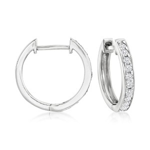 Ross-Simons 0.25 ct. t.w. Diamond Huggie Hoop Earrings in 14kt White Gold - 1 of 4
