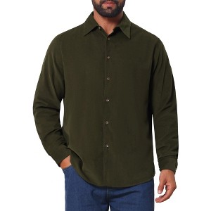 mens dress shirts olive green Men's Olive Green Casual Button Up Long Sleeve Shirt Size M - New
