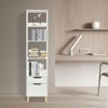 YIYIBYUS Bookshelf with Drawers, Floor Standing Book Storage Rack for Living Room, White - 2 of 4