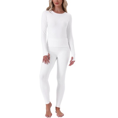 INSPIRE CHIC Women's Thermal Underwear Sets Thumbholes Long Sleeve with Leggings Winter Cold Base Layer Pajamas Set