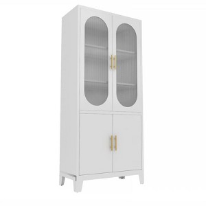 Modern Sideboard Decorative Storage Cabinet, CENGHU Console Table Cabinet with 2 Fluted Glass Doors for Living Room, Kitchen, Bedroom, Hallway - 1 of 4