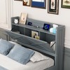 XIYUYEU Twin/Full Size Platform Bed Frame with Twin Size Trundle and 3 Drawers,Storage Headboard with USB Outlets,No Box Spring Needed,Easy Assembly - 3 of 4