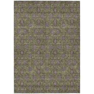 Olive Green Beige And Taupe Floral Washable Indoor Outdoor Area Rug - 1 of 4