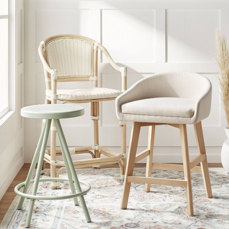Parksley Rattan and Woven Counter Height Barstool White - Threshold&#8482;, 5 of 6