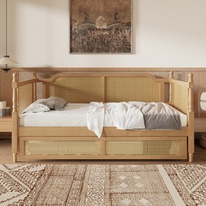 GDFStudio Susan Traditional Space-Saving Rattan Daybed with Wood Frame - 1 of 4