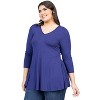 24seven Comfort Apparel Womens Three Quarter Sleeve V-Neck Plus Size Tunic Top - 2 of 4