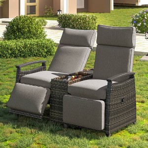 Nestfair Wicker Outdoor Lounge Set with Built-in Storage Table and Adjustable Backrest Brown - 1 of 4