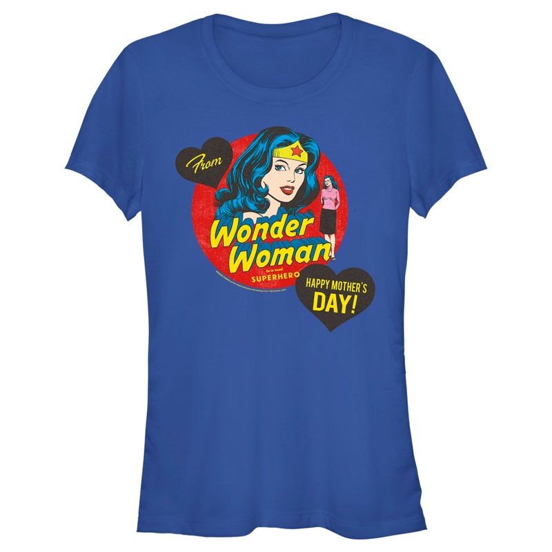 Juniors Womens Wonder Woman To a Real Superhero T-Shirt, 1 of 5