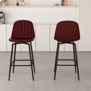 PAGED Bar Stools Set of 2, Swivel Counter Stools with Chrome Footrest and Base, Upholstered Dining Chairs for Kitchen Island - 1 of 4