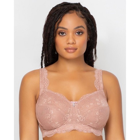 Curvy Couture Full Figure Cotton Luxe Unlined Wire Free Bra Blushing Rose  34G