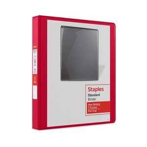 Staples Standard 1" 3-Ring View Binder Red (58652)  - 1 of 4