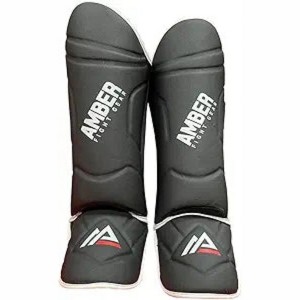 Amber Fight Gear Centurion Shin Guards – Skintex Leather, Foam Padding, Lightweight & Durable for MMA, Muay Thai & More. - 1 of 4