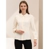 Allegra K Women's Work Peter Pan Collar Long Bishop Sleeve Button Down Shirt - 3 of 4