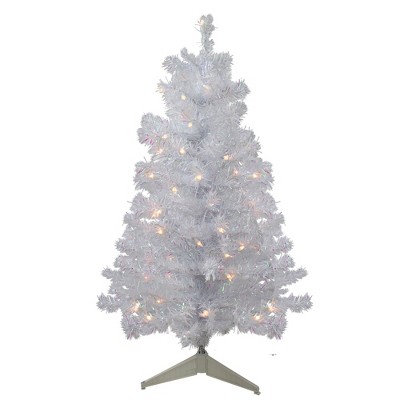 Northlight 3' Pre-lit White Iridescent Pine Artificial Christmas Tree ...