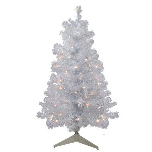 Northlight 3' Pre-lit White Iridescent Pine Artificial Christmas Tree - Clear Lights - 1 of 4
