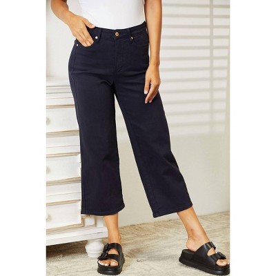 Women's High Waist Tummy Control Wide Crop Leg Jeans - Judy Blue