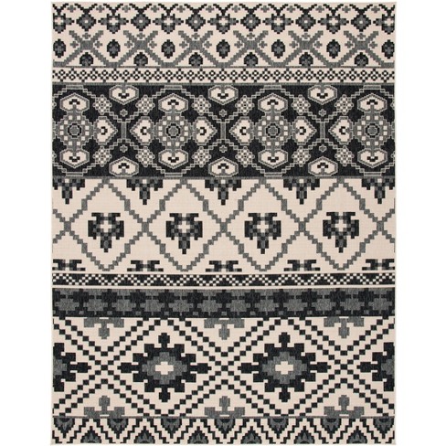 8'x11' Outdoor Rug-Black & White Cabana Stripe