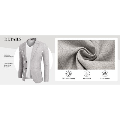 COOFANDY Men's Blazer Casual Slim Fit Sport Coats Two Button Lightweight Suit Jacket Light Khaki XXL — фото 6