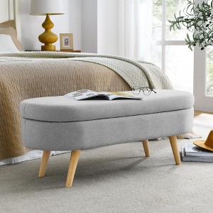 NicBex Ottoman with Storage Bench Storage Organizer Oval Storage Bench with Rubber Wood Legs for Entryway Bedroom - 1 of 4