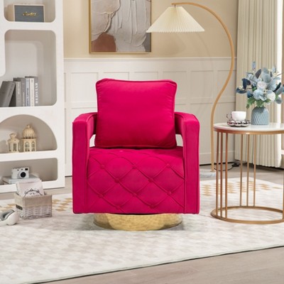 NicBex Swivel Accent Chair Modern Accent Chair with Pillow, Velvet Armchair Side Chair with Tufted Button for Living Room, Bedroom, Office