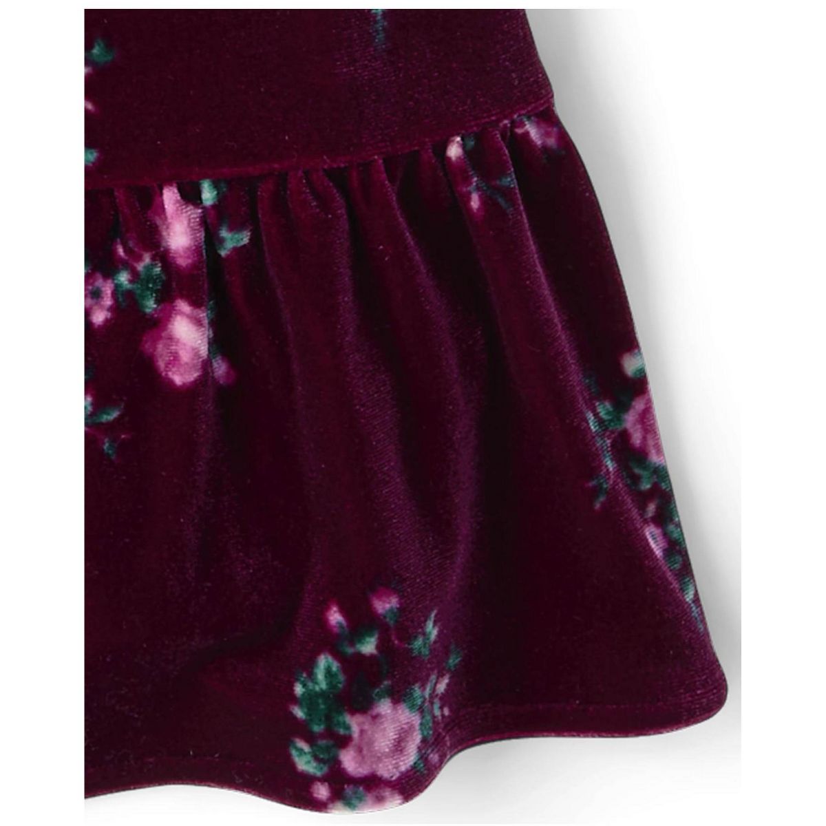 The Children's Place Girls Three Quarter Sleeve Floral Velour Babydoll Dress - thumbnail 5