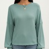 Anna-Kaci Women's Long Sleeve Ribbed Knit Top with Subtle Ruffle Cuff Detail - 3 of 4