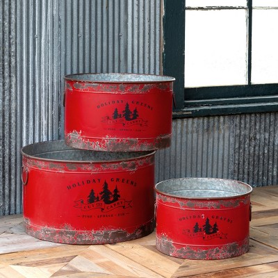 Park Hill Collection Antique Red Metal Tree Pots