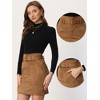 INSPIRE CHIC Women's Faux Suede High Waist Belted A-Line Mini Skirts - 2 of 4