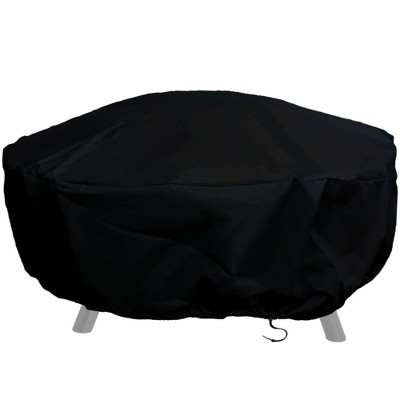 Sunnydaze Outdoor Heavy-Duty Weather-Resistant Vinyl PVC Round Fire Pit Cover with Drawstring Closure - 80" - Black