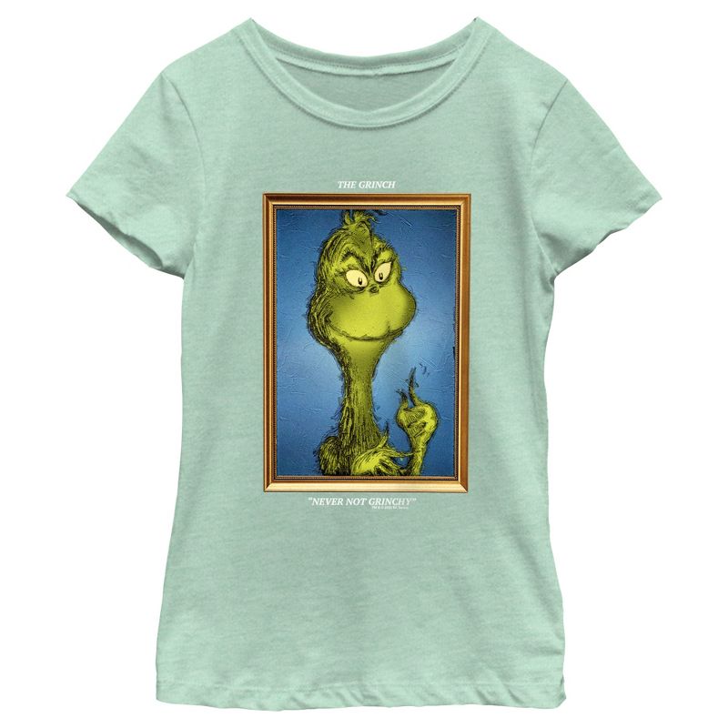 Girl's Dr. Seuss Framed Grinch Painting T-Shirt, 1 of 5