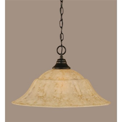 Toltec Lighting Any 1 - Light Pendant in  Matte Black with 20" Italian Marble  Shade