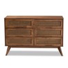 Barrett Wood & Synthetic Rattan Dresser: 6 Drawers, Angled Legs - Baxton Studio - 3 of 4