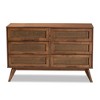 Barrett Wood & Synthetic Rattan Dresser: 6 Drawers, Angled Legs 