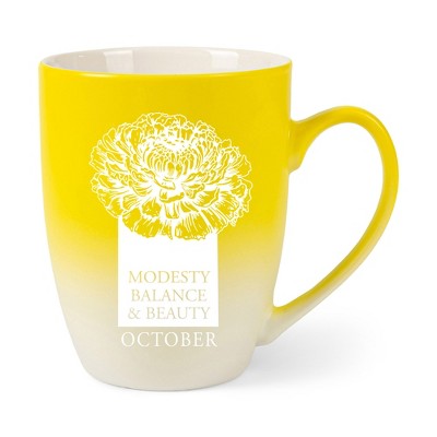 Elanze Designs Modesty Balance And Beauty Two Toned Ombre Matte Yellow and White 12 ounce Ceramic Stoneware Coffee Cup Mug