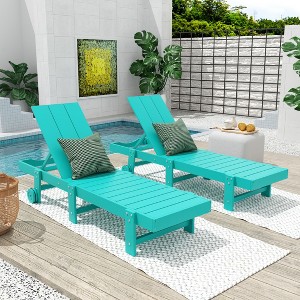 WestinTrends Ashore Modern Poly Reclining Chaise Lounge With Wheels (Set of 2pcs) - 1 of 3