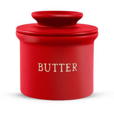 Kook Butter Keeper Dish, Ceramic Crock with Lid, For Soft Butter