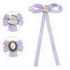 INSPIRE CHIC Women's Pre-Tied Long Ribbon Bowknot Faux Pearl Brooch Pin Tie - 3 of 4