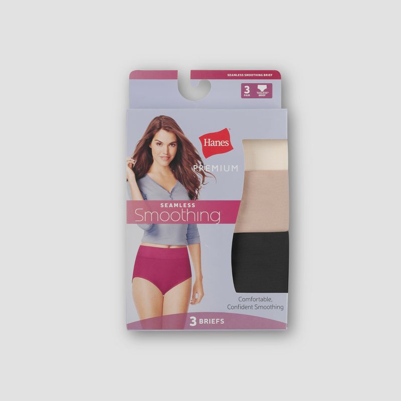 Hanes&#174; Premium Women's Smoothing Seamless 3pk Briefs - Colors May Vary, 3 of 6