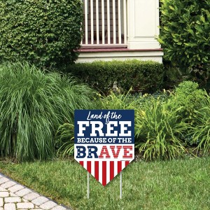 Big Dot of Happiness Happy Veterans Day - Outdoor Lawn Sign - Patriotic Yard Sign - Land of the Free - 1 Piece - 1 of 4