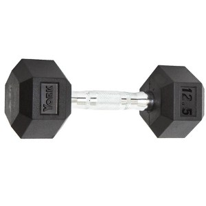 York Barbell Rubber Hex Dumbbell Durable Strength Training Equipment with Ergonomic Grip - 1 of 1