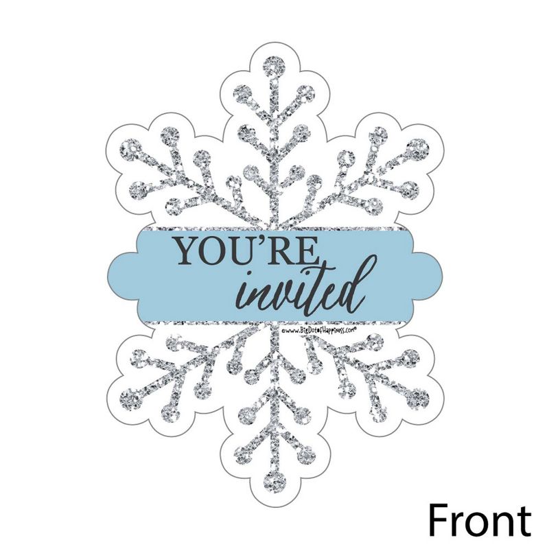 Big Dot of Happiness Winter Wonderland - Shaped Fill-in Invites - Snowflake Holiday Party and Winter Wedding Invites Cards with Envelopes - Set of 12, 2 of 7