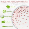 Hachikiko 80 Count White and Rose Gold Paper Plates, 7 inch Metallic Foil Polka Dots Disposable Dessert Party Plates Cocktail Party Supplies Plates - 3 of 4