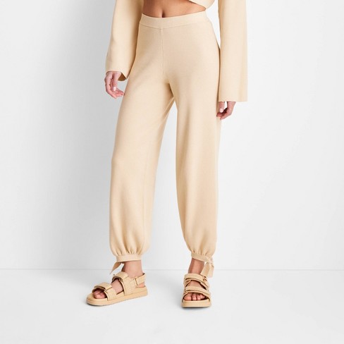 Women's High-Waisted Ankle Tie Pants - Future Collective™ with Jenny K.  Lopez Beige M