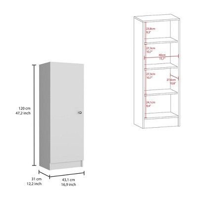 Black 47-Inch Tall Single Door Pantry with Shelves
