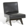 Deasha Vegan Leather Accent Chair - SFV5075 - Black/Walnut - Safavieh Couture - 3 of 4